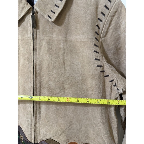 Suede Leather Jacket The Quacker Factory Embroidered Safari Size M - Picture 12 of 14